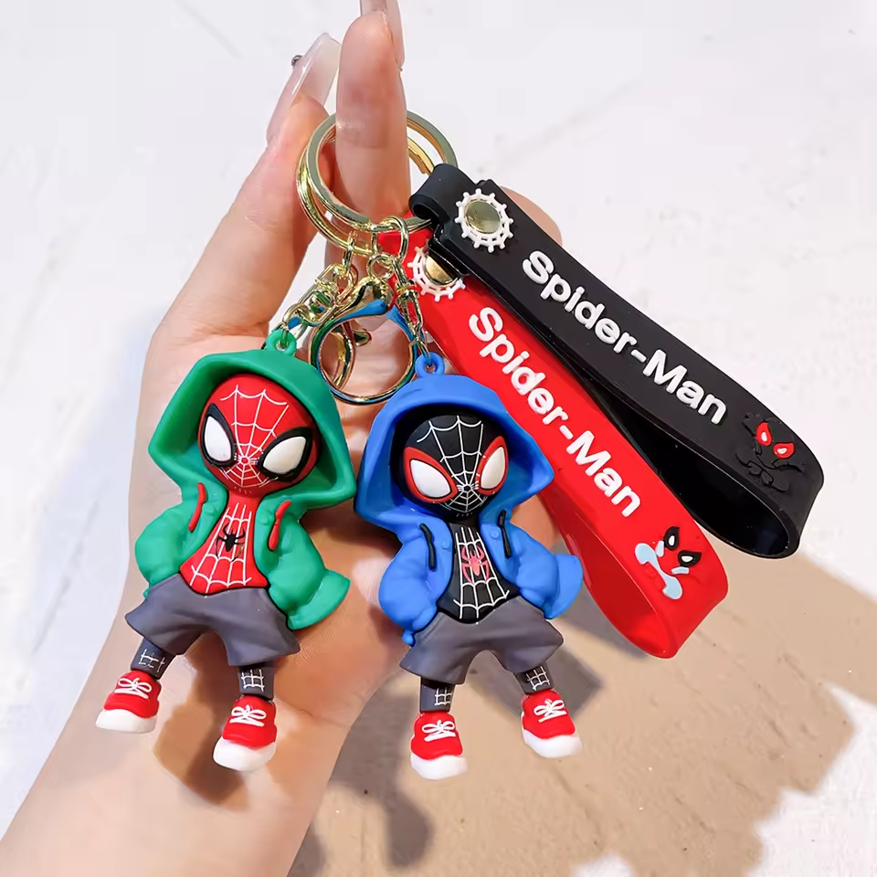Prime Picks Premium Key Ring | Cute Cartoon Spiderman Silicone Keychain | Marvel Superhero Keyring for Kids & Adults | Anime Figure Bag Pendant, Car Key Holder, Backpack Charm Accessory - Durable & Collectible