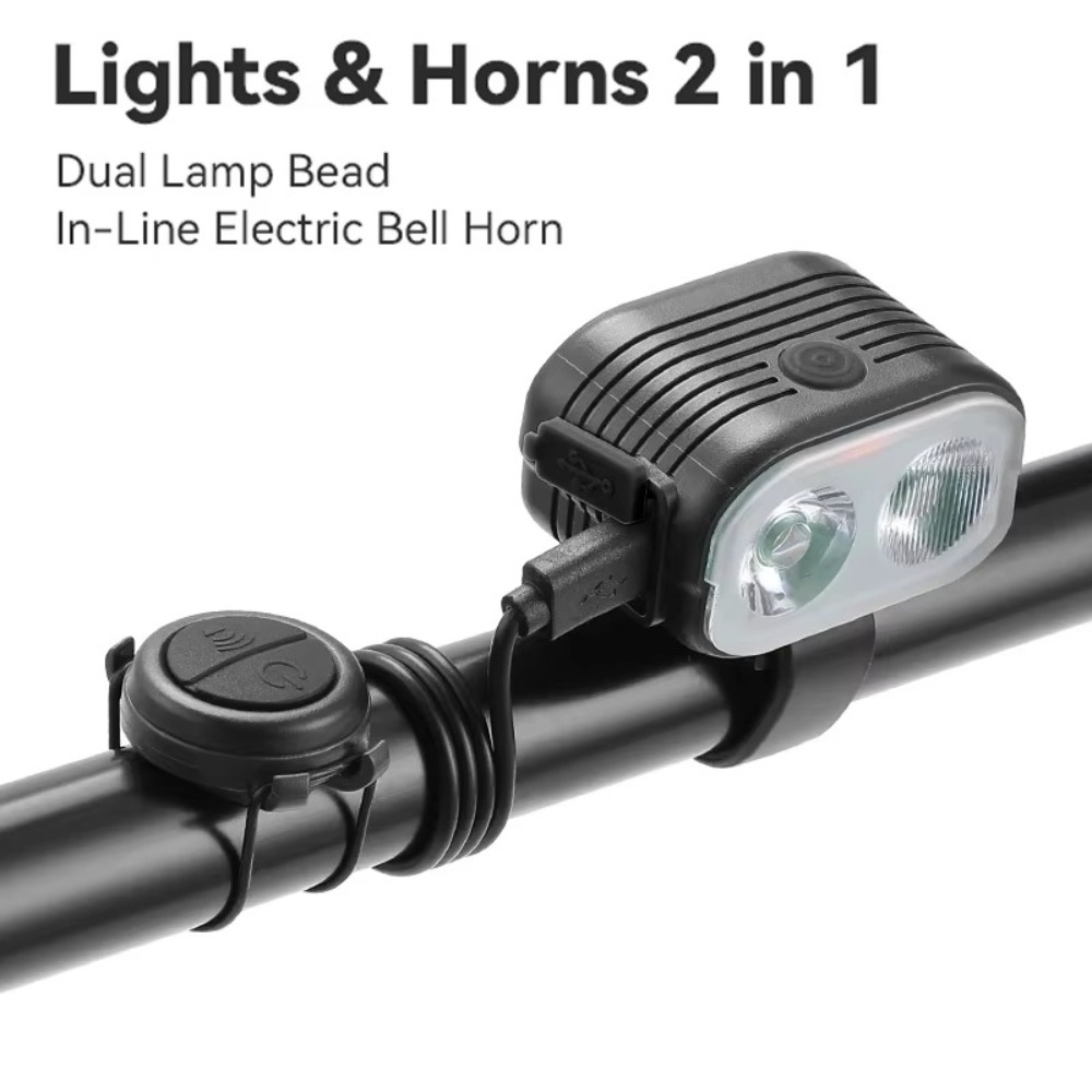 DIY 120db Bicycle Headlight with Horn with Warning Sound Riding Safety Electric Bicycle Horn Loud Bike Bell for Kids Scooters Bikes