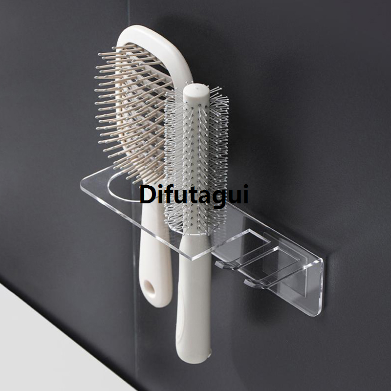 Difutagui Hair Finishing Clear Storage Rack Acrylic Multifunctional Profesional Bathroom Comb Stand Wall Mounted No Driller GHAN