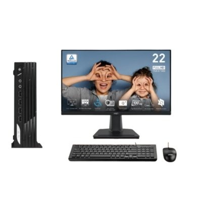 MSI PRO DP21 13M Mini PC (Intel Pentium G7400 | 4GB DDR4 RAM | 128GB SSD | 22" Full HD Monitor | Win 11 Pro Genuine)