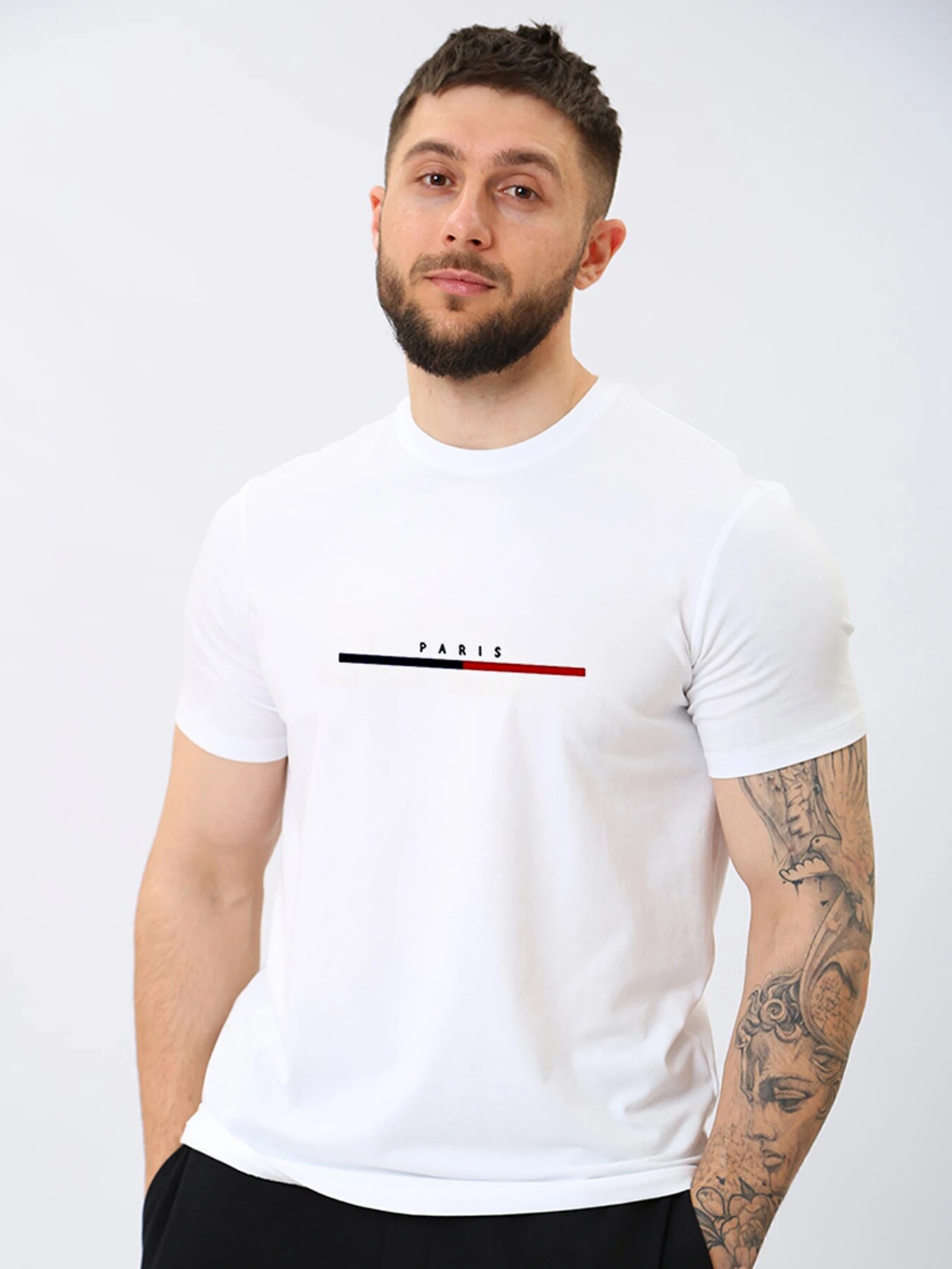 HOT 2025 New Digital Print Super Elastic Casual Short-Sleeved Men's Daily Party Home Social T-Shirt Solid Color Vintage Streetwear