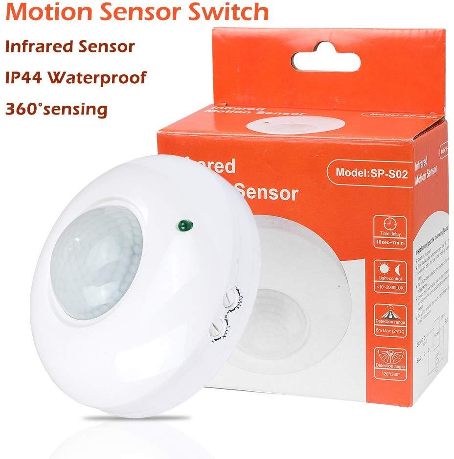 Max 6M Detection Ip44 Timer Adjustable Infrared Pir Motion Movement Sensor Wall Switch For Led Light White