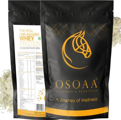 Osoaa Real Unflavoured Whey Protein 80% Concentrate for Muscle Support & Recovery Whey Protein (1 kg, Unflavoured)