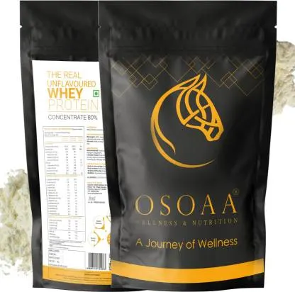 Osoaa Real Unflavoured Whey Protein 80% Concentrate for Muscle Support & Recovery Whey Protein (1 kg, Unflavoured)