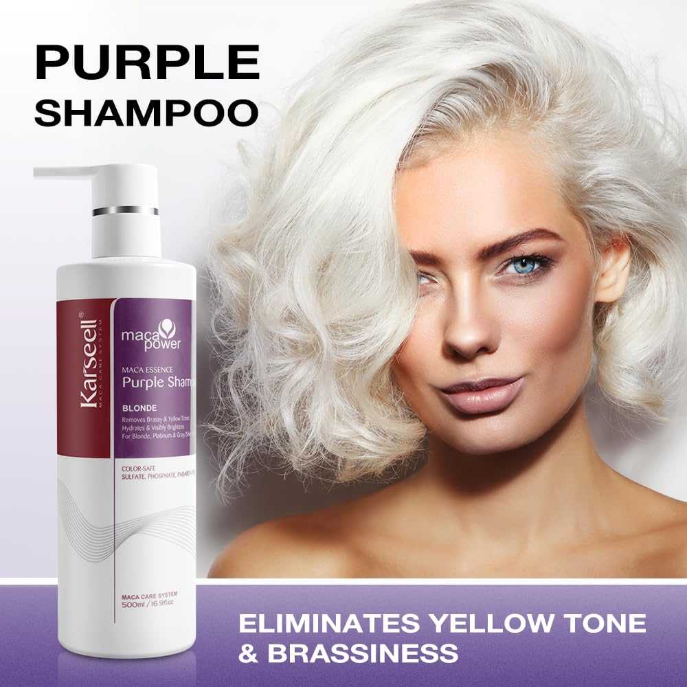 Karseell Maca Power Purple Shampoo 500ml - For Highlighted, Bleached, or Grey hair