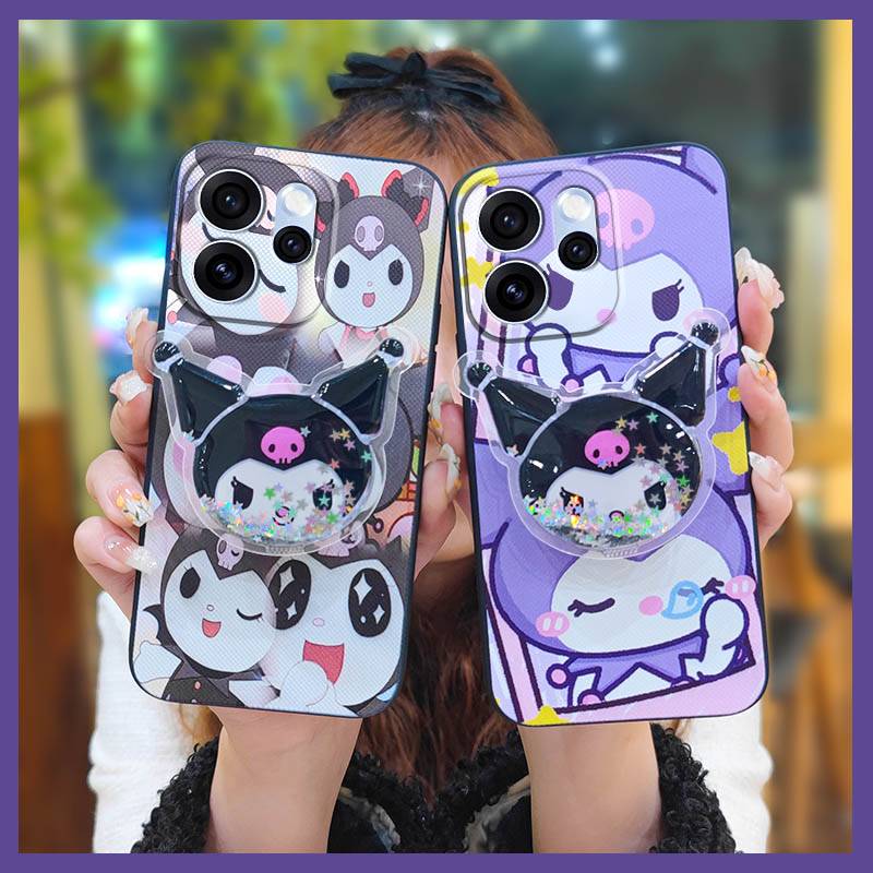 Glitter Skin feel silicone Phone Case For OPPO Reno15F 5G Back Cover Simplicity cute Kickstand Quicksand Dirt-resistant