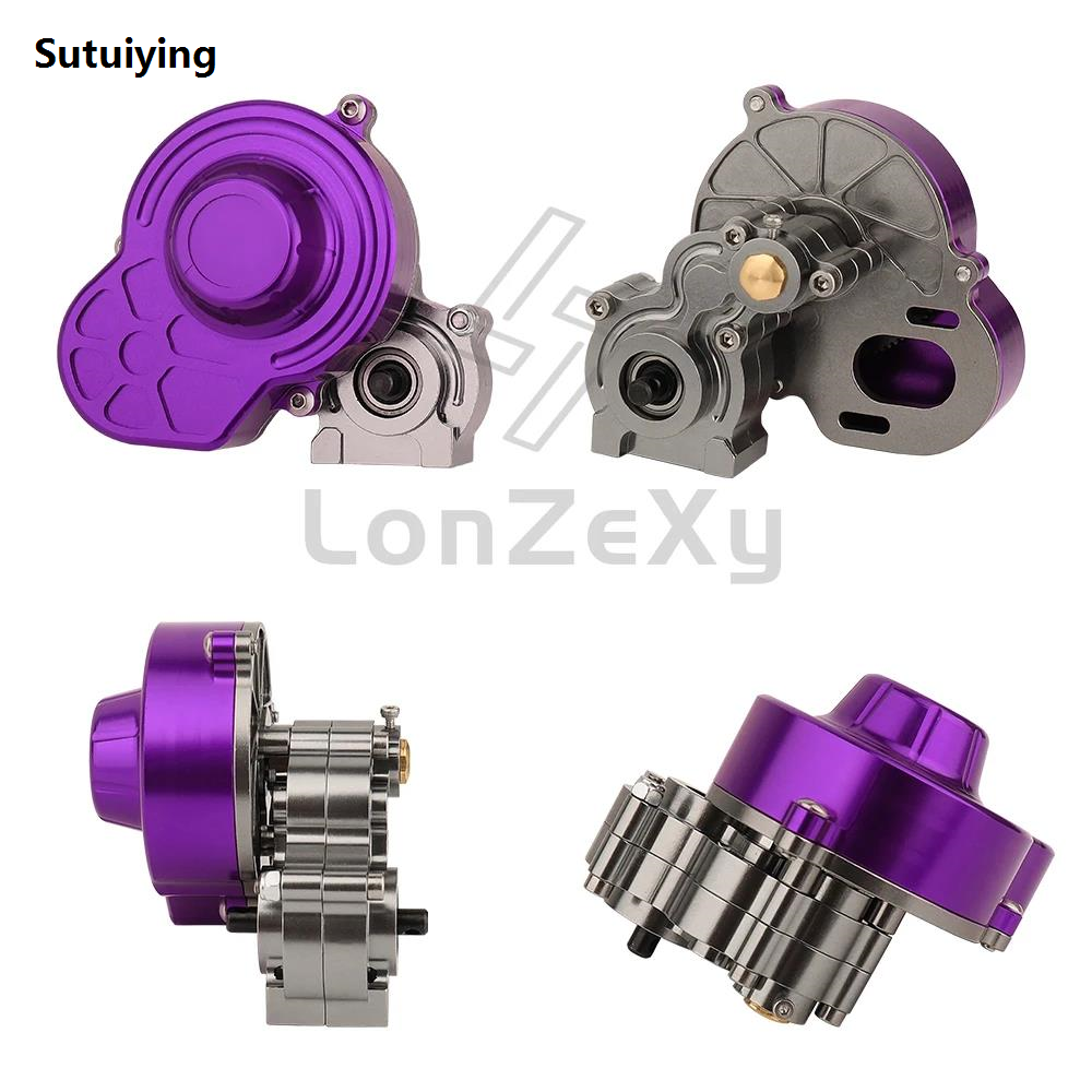 Sutuiying 1pc Complete Metal 87T/48T Transmission Gearbox with 20T Motor New Gear for 1/10 RC Crawler Car Axial SCX10 Upgrade Parts
