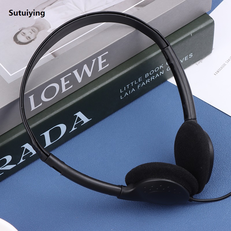 Sutuiying 3.5mm Universal Wired Computer Headphone No Microphone Gaming Headset Bargain price Noise Canceling Sports MP3 Earphone Wired Stereo Headset