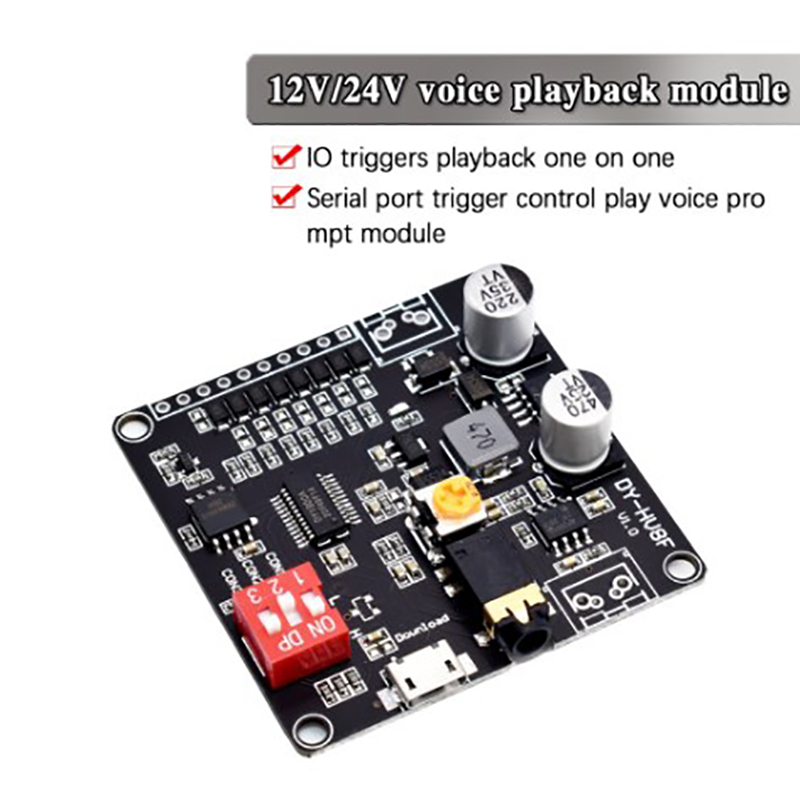 New specials DY-HV8F DY-HV20T Voice Playback Module Board MP3 Music Player 10W 20W 12V 24V Playback Serial Control DIY Electronic XUANTING
