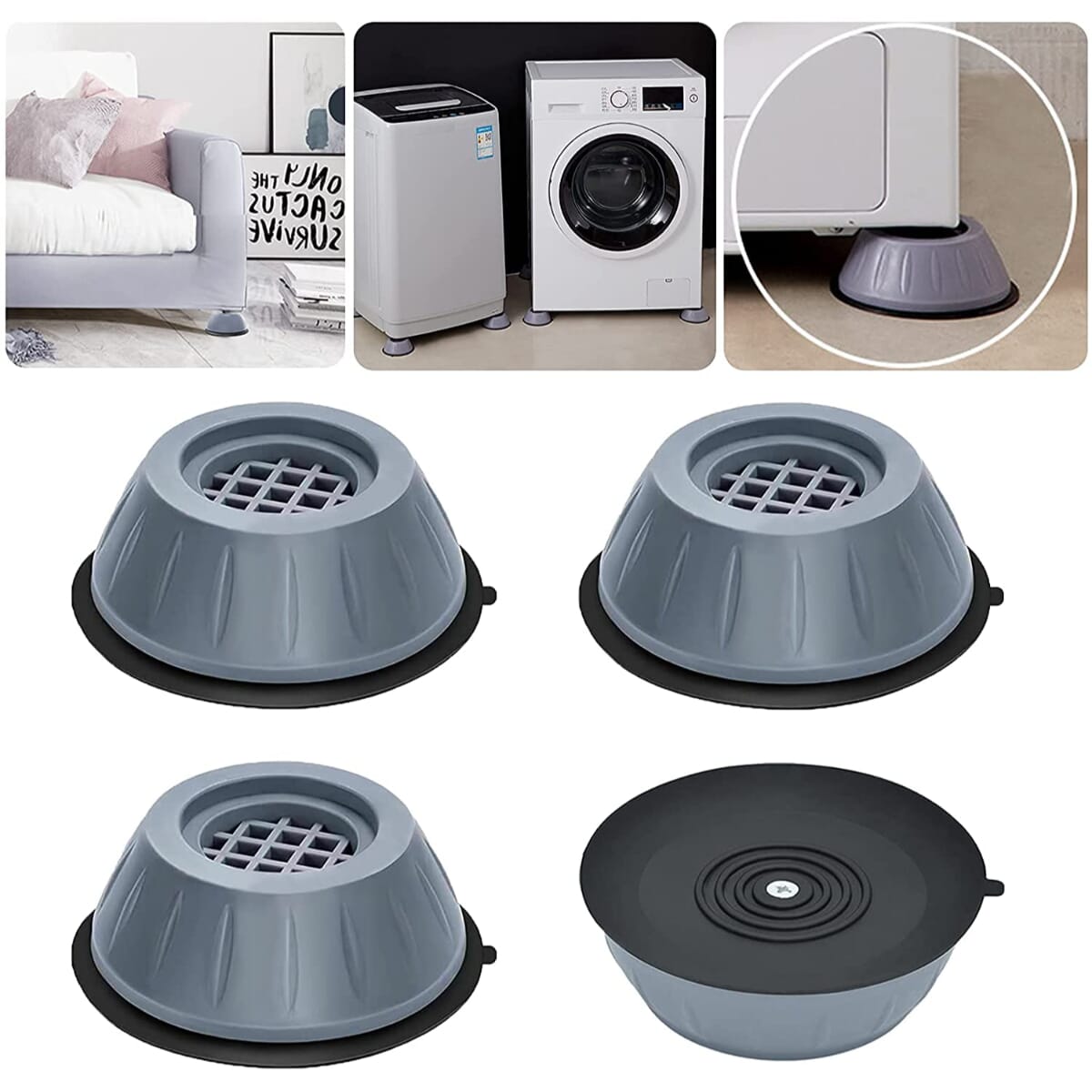 4Pcs Set Washing Machine Anti Vibration Shock Pad Refrigerator Large Appliances Furniture Rubber Mat Protect Floor