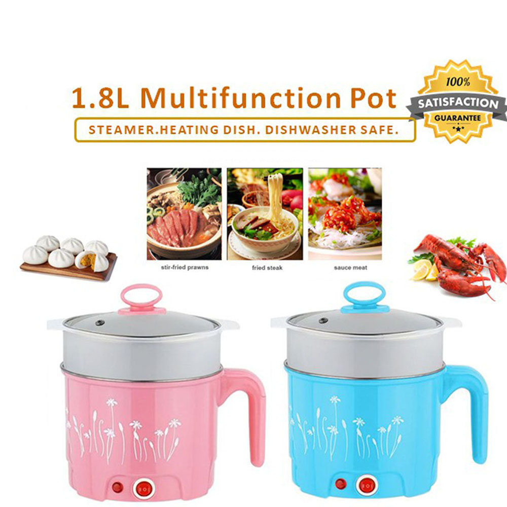 1.8L Multifunction 304 Stainless Steel Electric Cooker With Steamer Hot Pot Noodles Pots Rice Cooker Steamed Eggs Pan Soup Pots