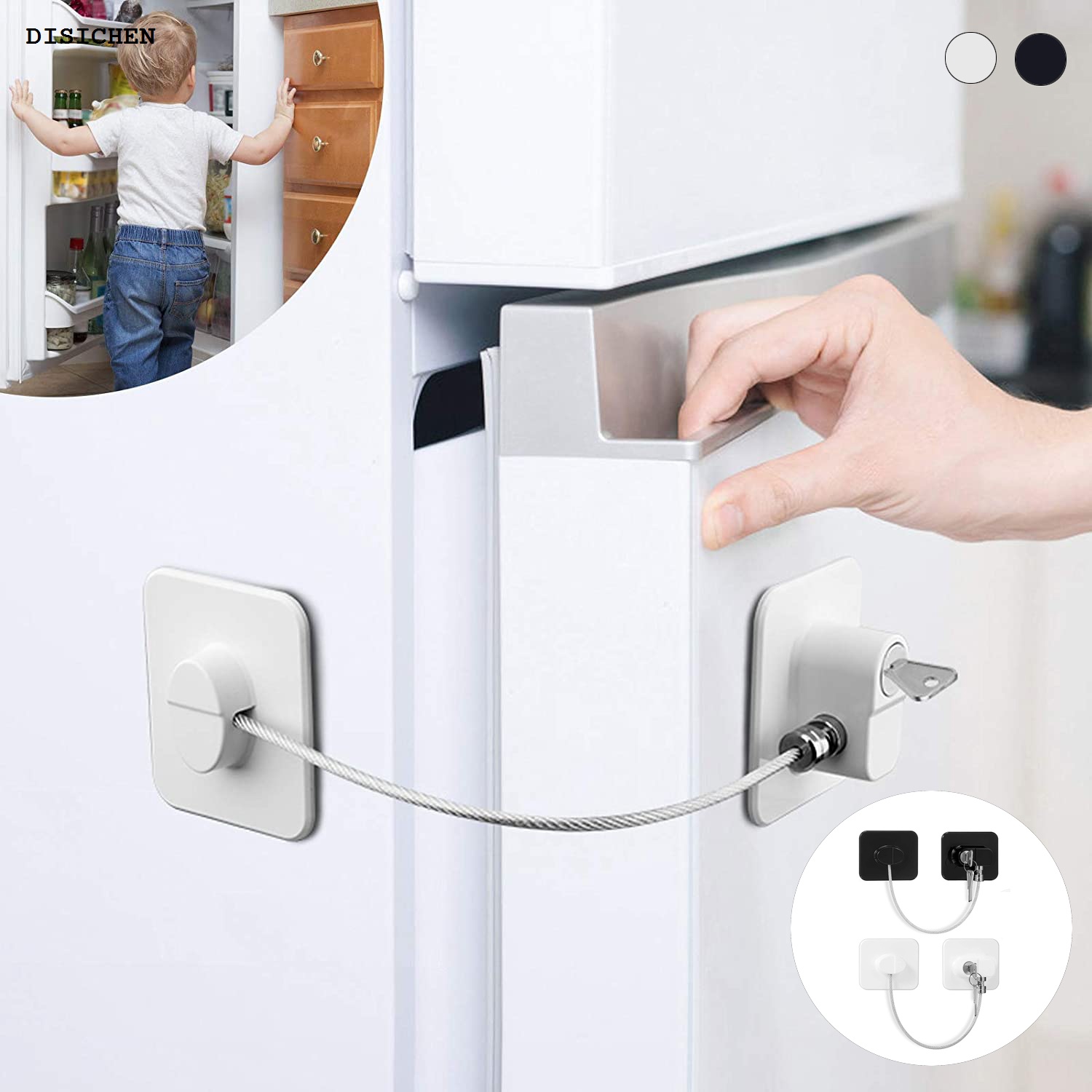 DISICHEN Portable 1PCS Baby Safety Refrigerator Lock With Keys or Coded Lock Infant Security Cabinet Locks Sliding Closet Door Locks