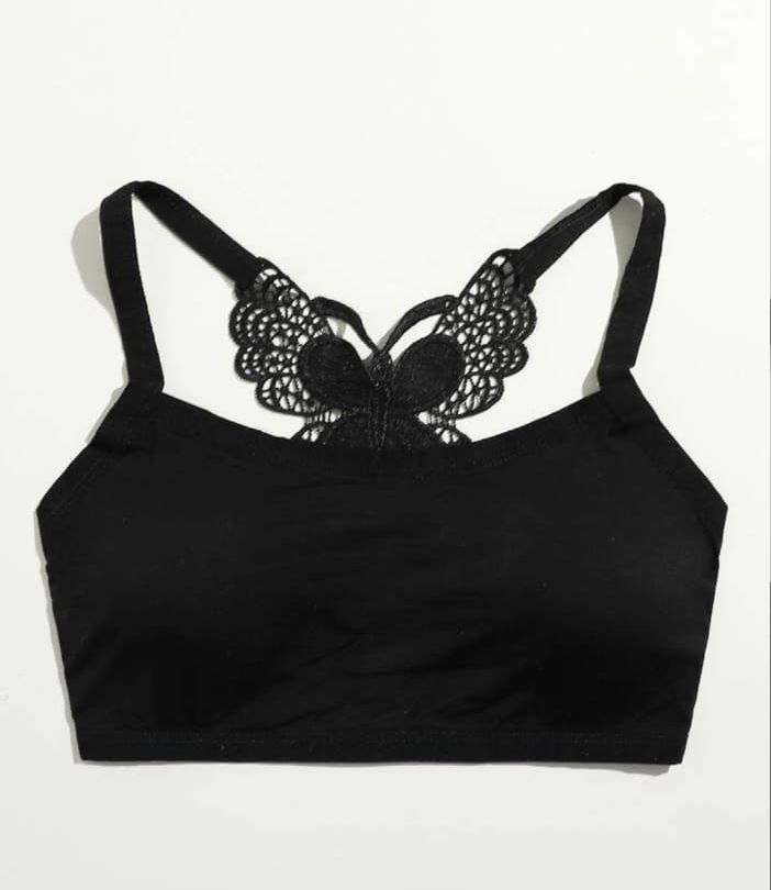 Women Back Butterfly Crochet Straps Lace Half Cami Bralette Bra Top