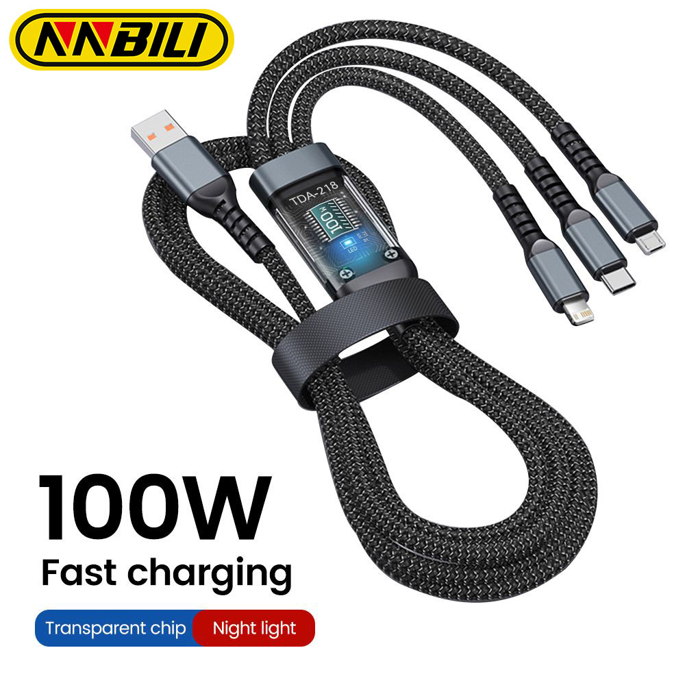 Clearance sale NNBILI 3 In 1 100W Snel Opladen Kabel Usb Type C Kabel For Iphone Realme Samsung Huawei 50 Pro Usb C Oplader Oplaadkabel Draad