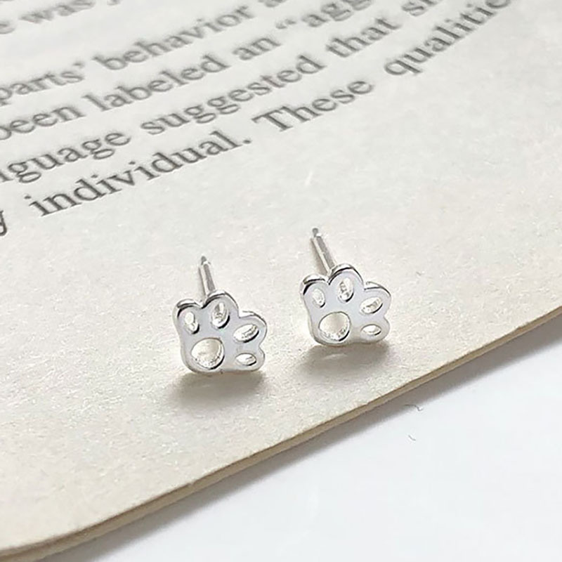 Silver jewelry S925 silver cute animal claw stud earrings small and cute earrings student temperament versatile silver jewelry