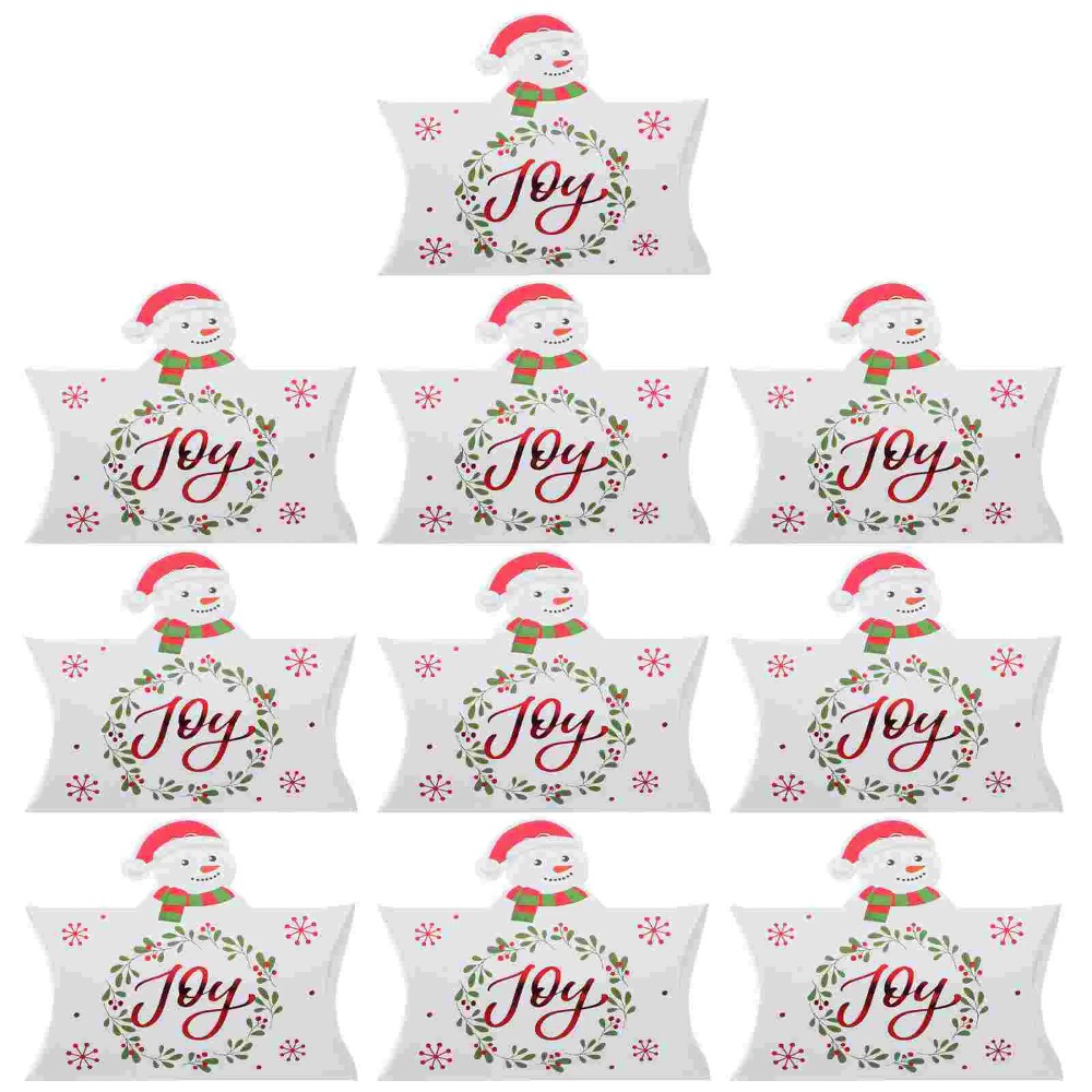 5PCS Cartoon Merry Christmas Pillow Paper Box Handheld Portable Snack Candy Boxes Bags Small Empty Gift Packaging Boxes New Year Party Favors