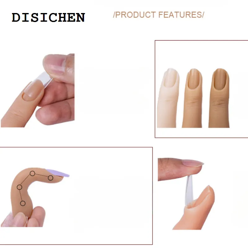 DISICHEN 2025 Nail Beauty Prop Manicure Supply Finger Prosthetic Training Models Artificial Mannequin Full Silicone Practice Hands
