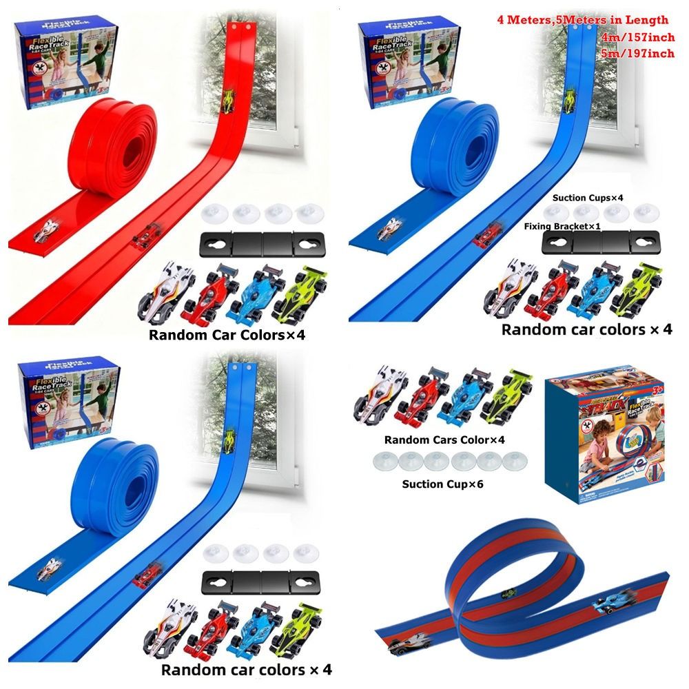 New Assembly Flexible Race Track Toy with Suction Cups Portable Racing Track Car Toy DIY Bendable Gravities Powered Racing Track Car Toy