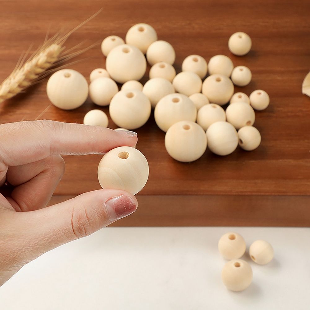 DIY Natural Unfinished Lead-Free Bracelet Jewelry Making Wooden Round Balls Loose Beads Wood Beads Necklace Accessories