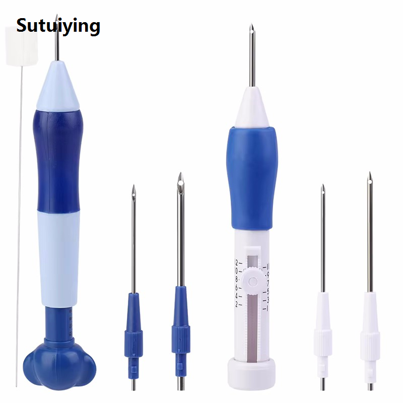Sutuiying MIUSIE Adjustable Punch Needle Magic Needle Embroidery Pen for New Embroidery Cross Stitch 3 Size Needles 2 Threaders Accessories