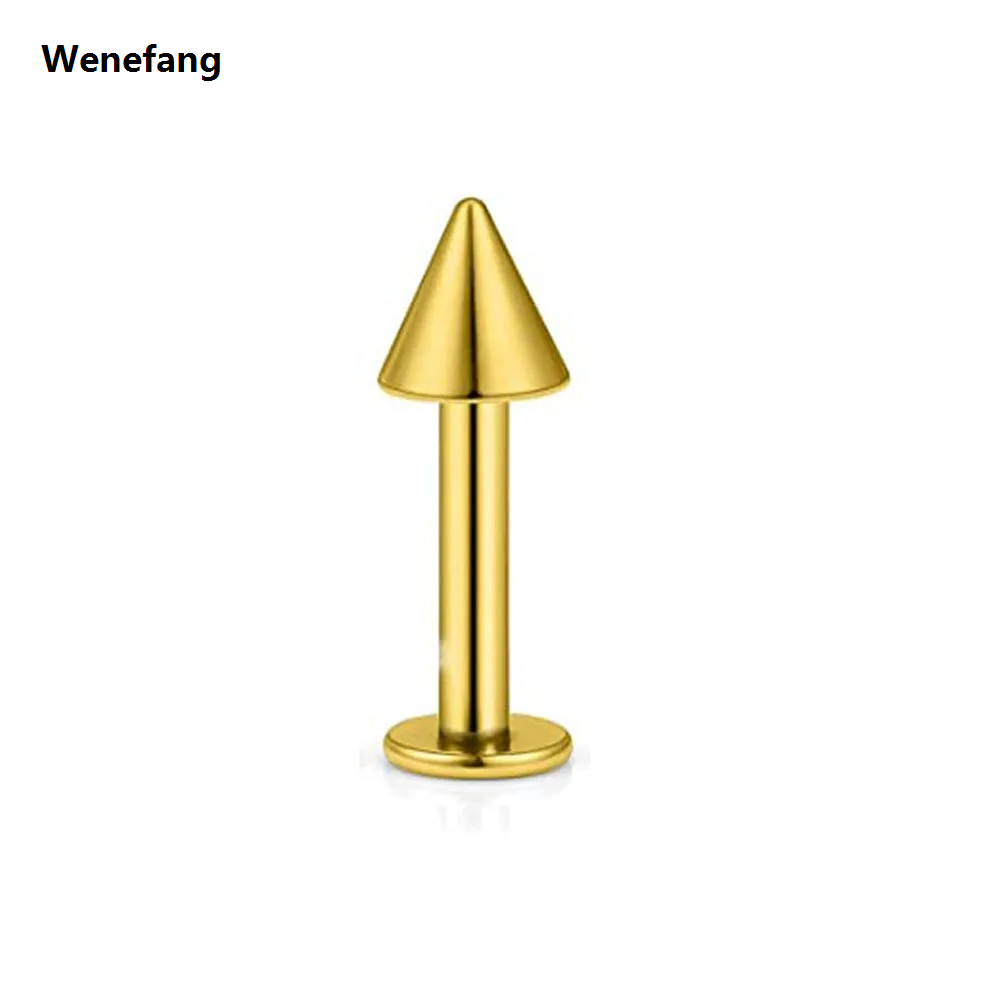 Wenefang 1PCS Stainless Steel Spike Labret Stud Nose Lip Helix Bar Stud Taper Tongue Piercing Ear Tragus Cartilage Earring Body Jewelry