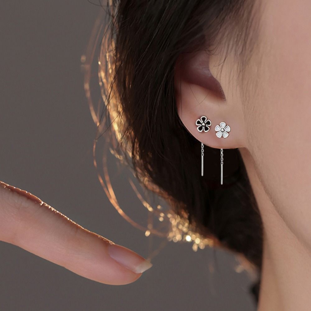 Jewelry Accessories Flower Tassel Earrings Exquisite Sweet Long Tassel Earrings Cute Trendy Floret Ear Studs Women