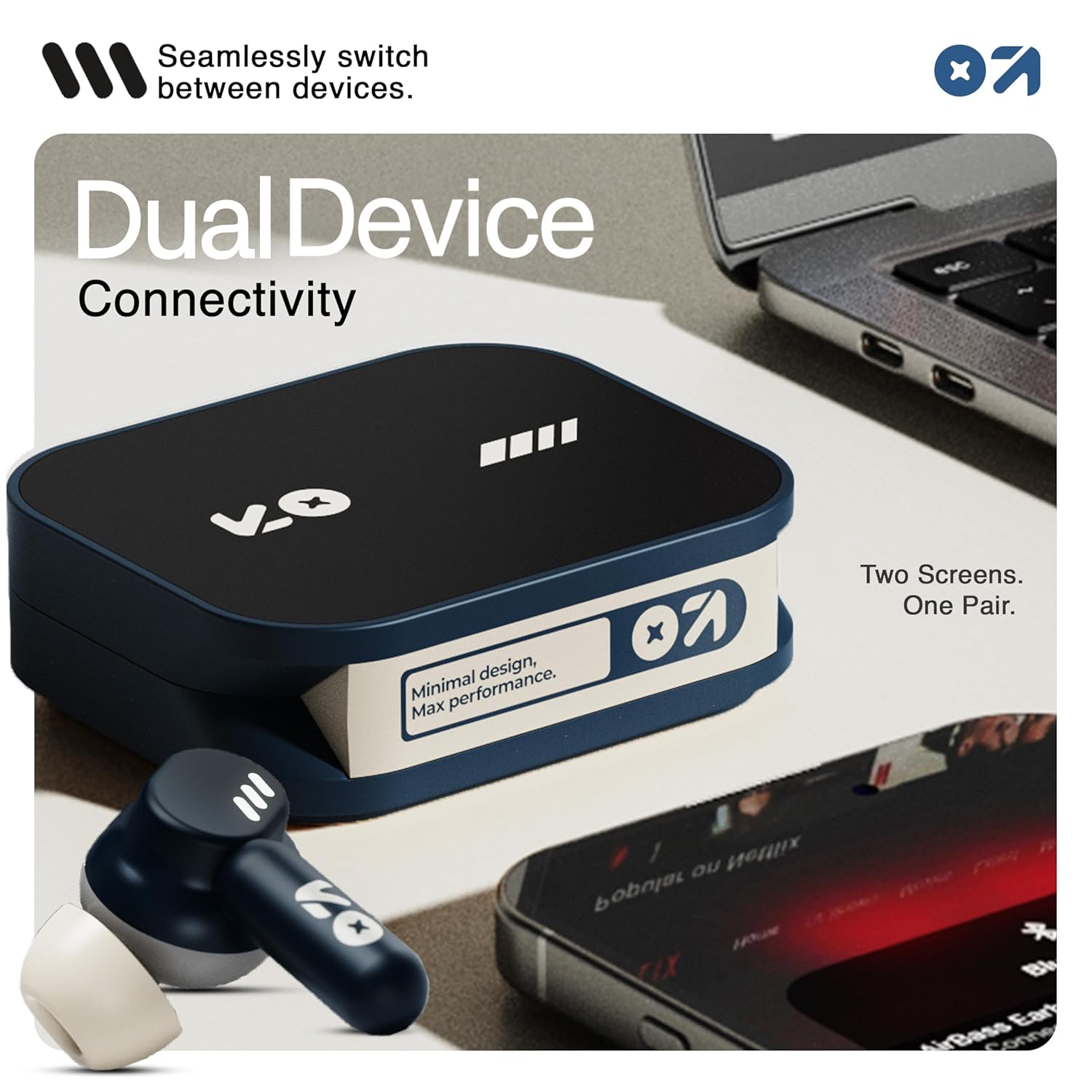 GOBOULT Tenet TWS Earbuds with 75H Playtime, Amp App Support, Quad Mic ENC, Dual Device Pairing Buds, 13mm Driver Ear Buds, Bluetooth 5.4 Wireless Earbuds (Midnight Blue)