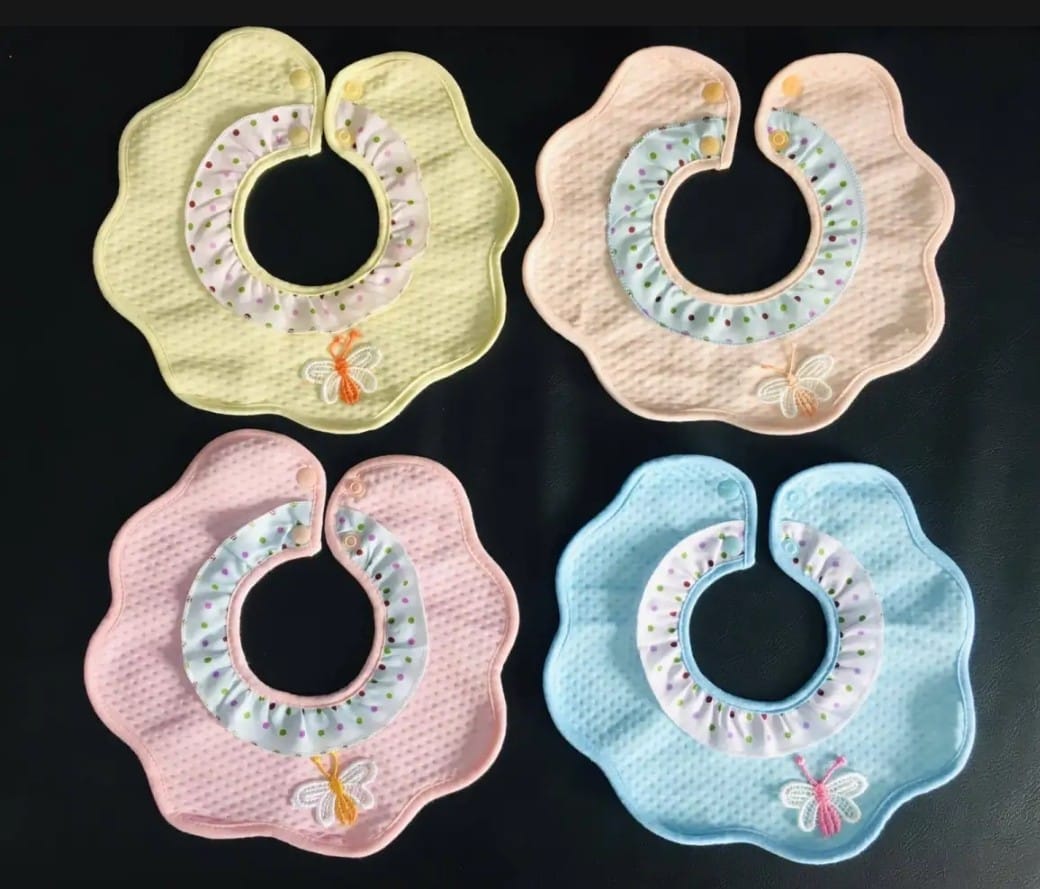 Blue Bell -Round Shape Cotton Bib - 2 Pcs
