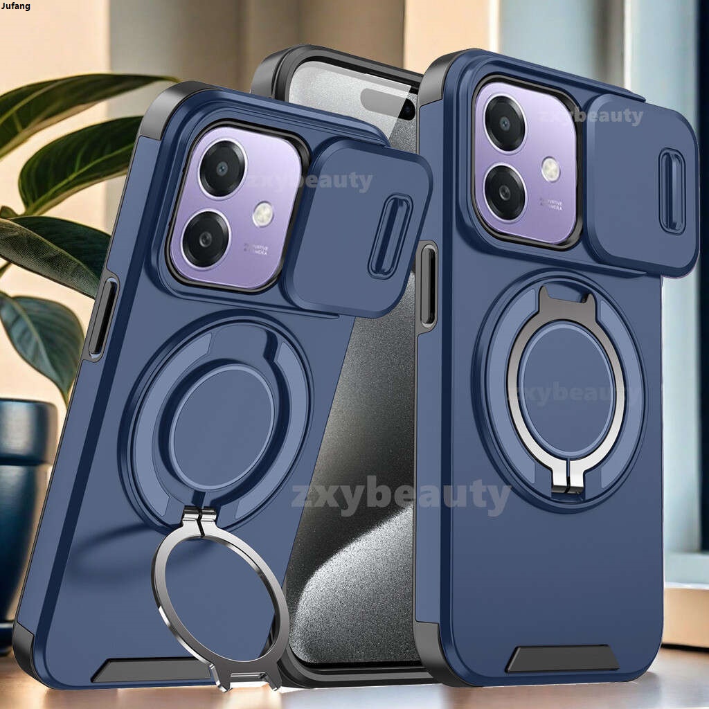 Jufang2025 Case Shockproof Armor Slide Magnetic Casing For OPPO A3X A3 A5 Pro A5X A5i 4G OPPOA3X OPPOA3 CPH2681 A5Pro CPH2683 OPPOA5X Ring Stand Protection Phone Back Cover Luxury