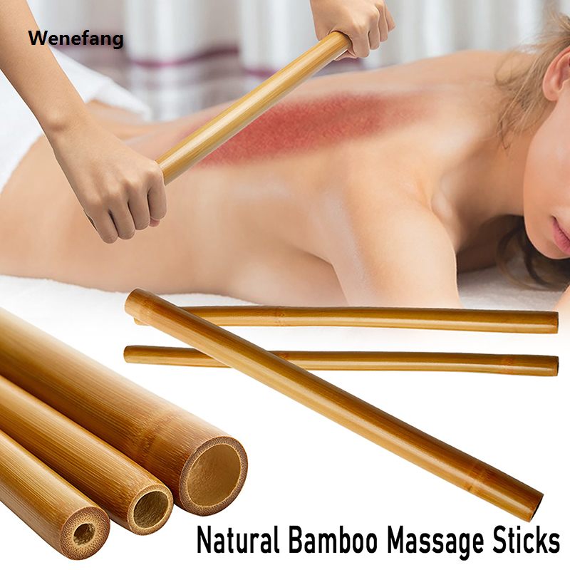 Wenefang 1Pcs Natural Bamboo Massage Stick Back Pain Relief Anti Cellulite Therapy Gua Sha Massage For Body Gouache Scraping Tool