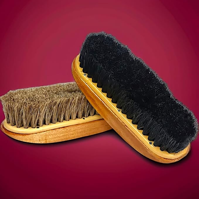 FR-MGW 2 Pieces of Premium Shoe Polish Brushes for Leather Shoes Shoe Cleaning, Polishing, and Shining Brush Set Ideal for Black & Brown Leather Boots, Formal Shoes & Daily Footwear (Pack of 2)
