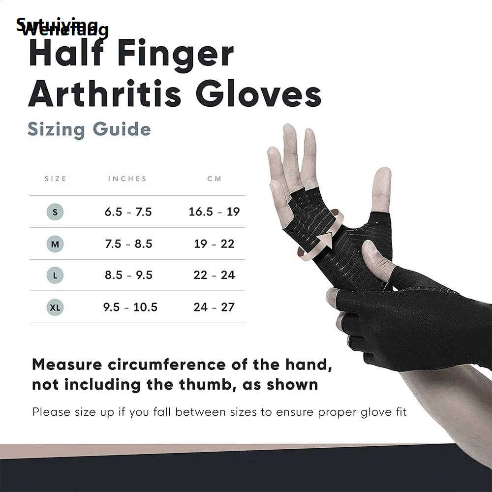 Wenefang Sutuiying 1 Pair Compression Gloves Hand Copper Arthritis Gloves Joint Pain 【2025 Version】 New style Relief Half Finger Anti-slip Therapy Gloves For Womens Mens