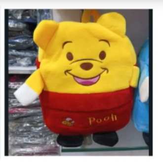 Winnie the Pooh Bag for school for kids. Plush High Quality and durable bag with pigmented coloure and long lasting streams. Embroidered front and Embroidered Text.