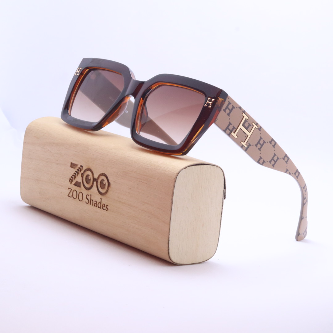 ZOO Shades H Design Square Best Quality Pink, Brown & Black Sunglasses For Women
