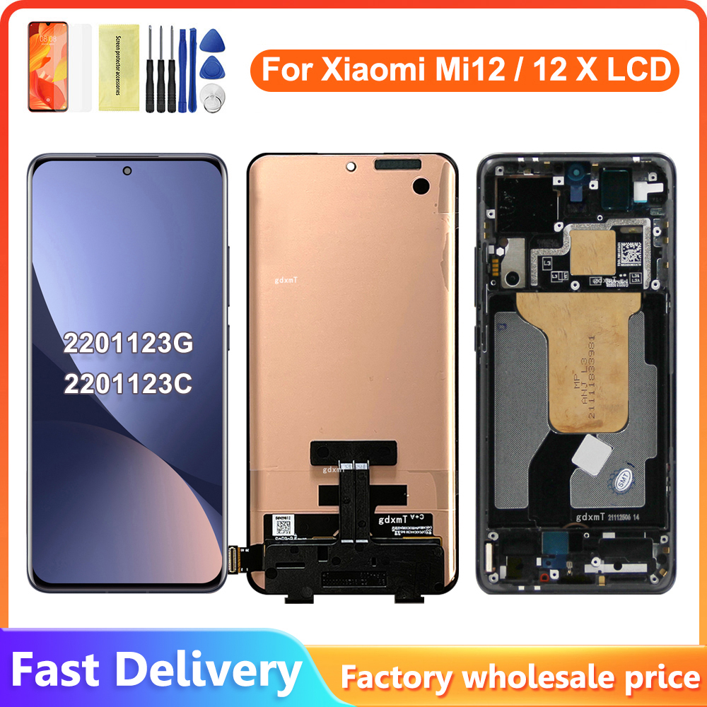 HOT 6.28'' Display For Xiaomi Mi 12 LCD 2201123G Display Touch Screen Digitizer Assembly With Frame For Mi 12X 2112123AC Screen