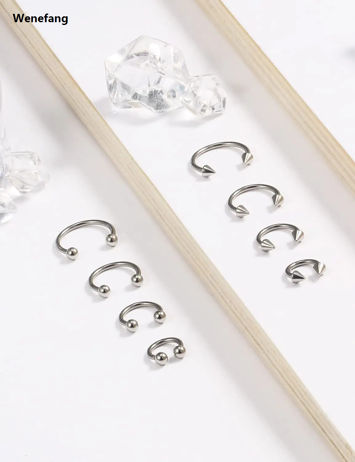 Wenefang 1PCS 16G Surgical Steel Nose Septum Horseshoe Hoop Earring Eyebrow Tragus Lip Piercing Ring Balls Spikes 6-12mm