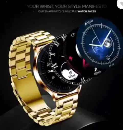 Ultra Pro 2 Gold Edition Exquisite Trendy Chain Pattern Round Display 1.52inc Golden Bracelet Smartwatch with Bluetooth Calling, Wireless Charging, and Fitness Tracker