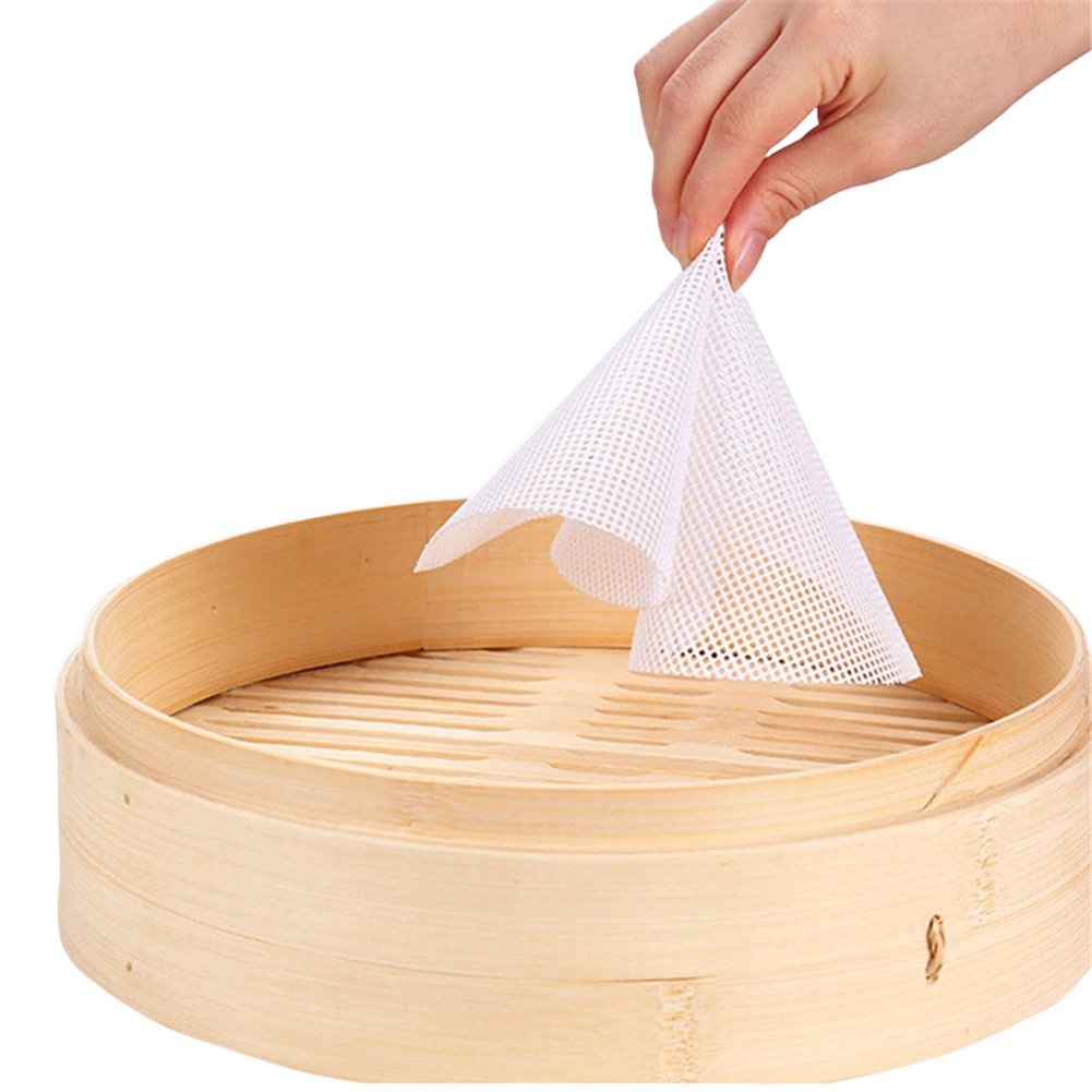 55cm 6pces Silicone Steamer Non-Stick Pad Reusable Round Dumpling Mat Steamed Buns Baking Pastry Dim Sum Mesh Pad Cooking Tool
