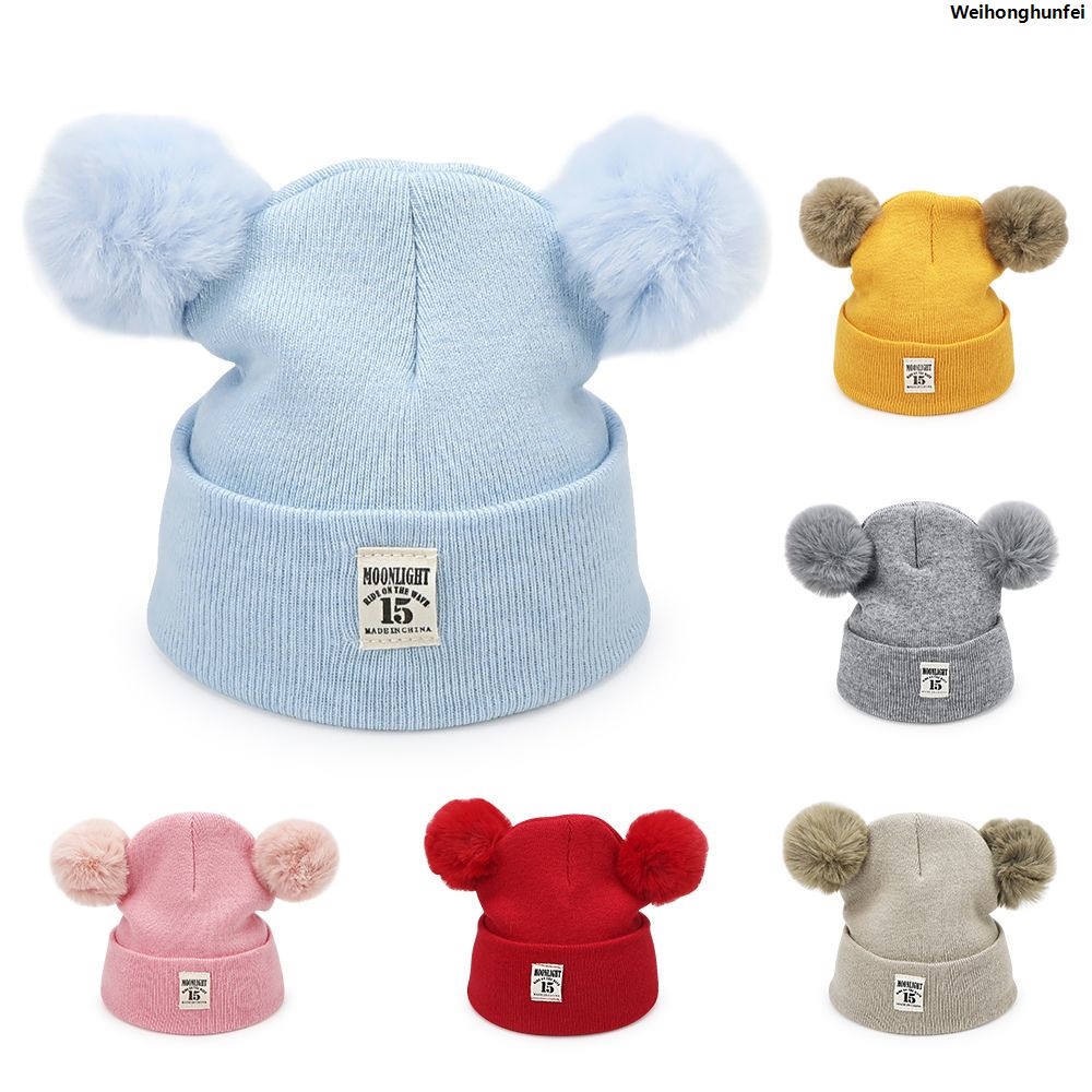 WeihonghunfeiBargain price Soft Elastic Toddler Cap Plush Ears Windproof Infant Ears Protection Lovely Beanie Hat Winter Hats Scarf Set Infant Knitted Hat Boy Girl Cap