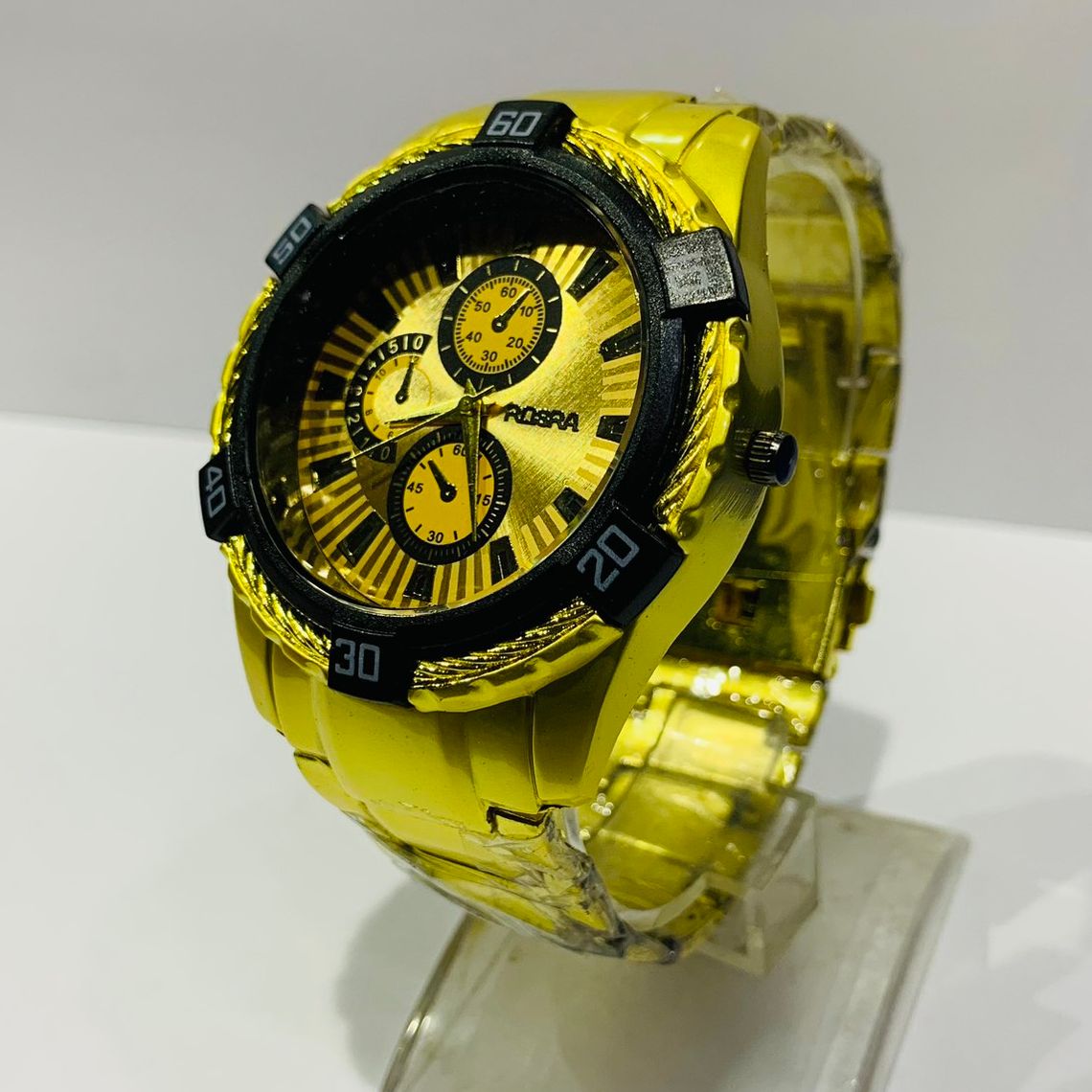New Attractive Round Black Dial Stainless Steel Wrist Watch For Men || Sold By Time Plaza