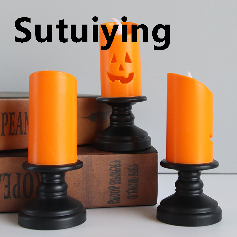 Sutuiying Halloween Pumpkin Lantern Creative Electronic Candle Lamp LED Candle 【2025 Version】 Table Lamp Accessories Atmosphere Decoration Terror Props