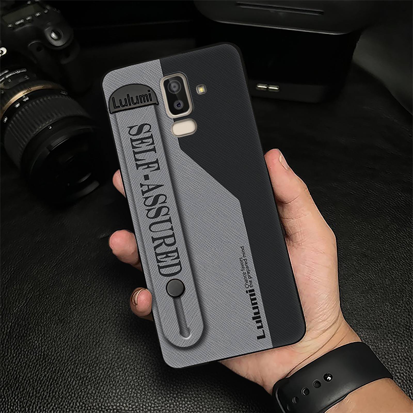 Nature Protective Phone Case For Samsung Galaxy J8 2018/SM-J810G/on8 Commerce Phone Holder Geometry Silicone Wrist Strap