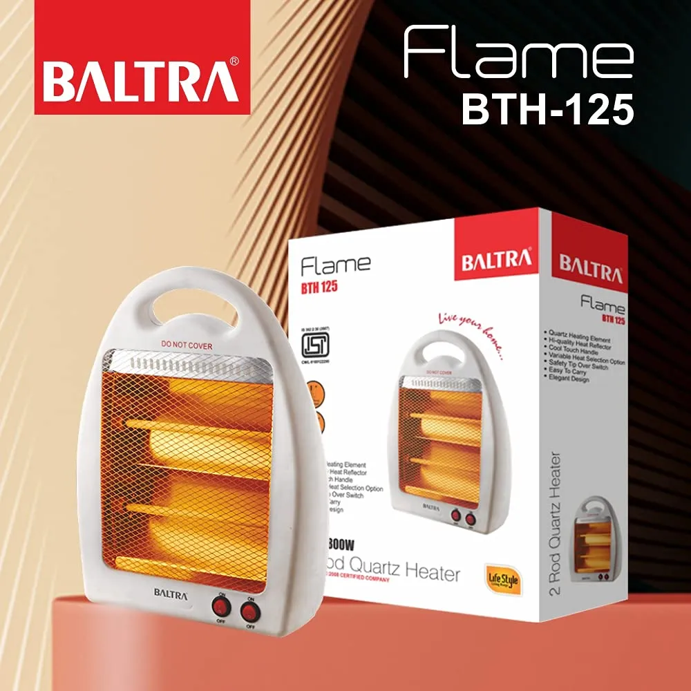Baltra Flame Quartz Heater - White
