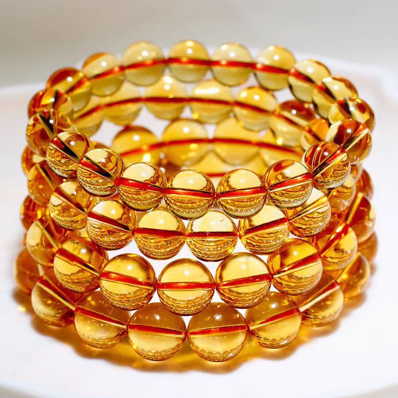 【Fashion-forward】High-quality Yellow Purple White Crystal Women's Flat for Brazil Golden Orange Citrine Pixiu Men's Year of Bracelet