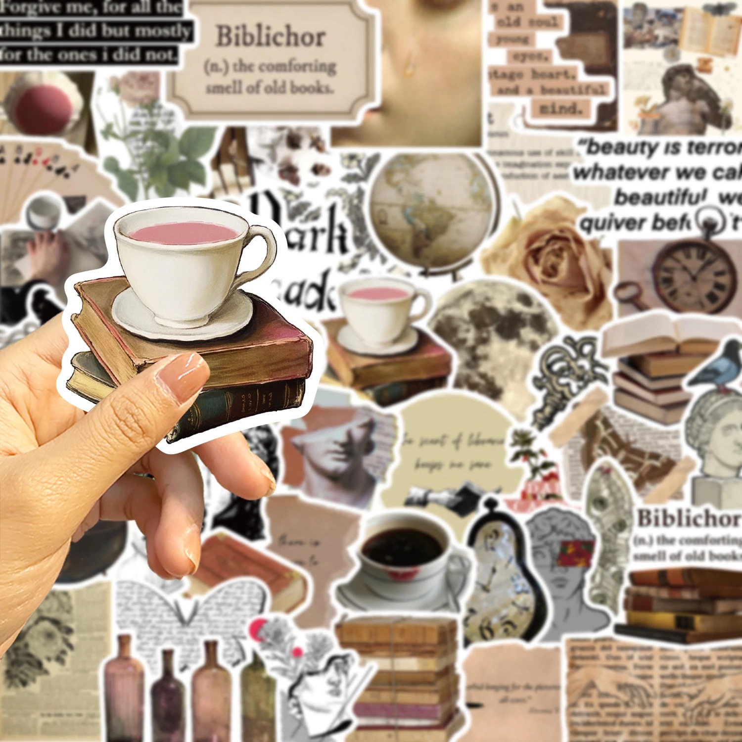 Artsy Home Vintage Dark Academia Laptop & Phone Decal Sticker Set 25/50pcs - Antique-Inspired, Skin Decals for MacBook/Pro