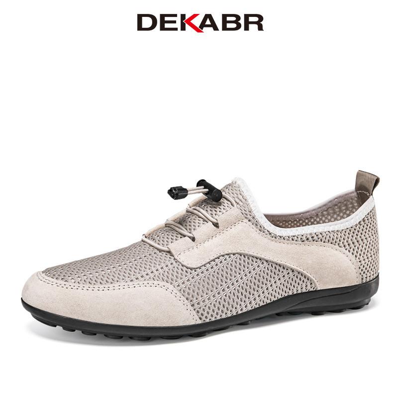 DEKABR New Mens Casual Shoes Mesh Breathable Summer Anti-Slip Lace Up Wear-Resistant Work Daily Wear Sneakers