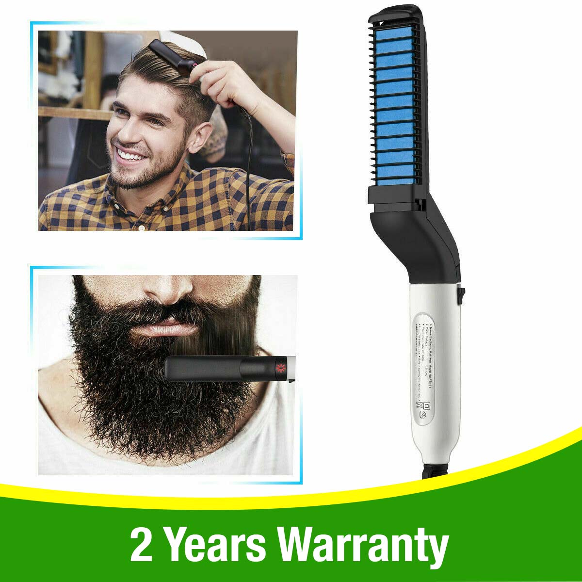 2-in-1 Hair & Beard Straightener for Men | Professional Grooming Tool for Smooth, Frizz-Free Hair & Beard | Fast & Easy Styling