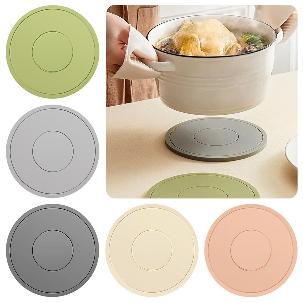 1Pcs New Round Silicone Coaster High Temperature Resistant 16/22cm Insulation Pad Thickened Soft Placemat Kitchen Tools