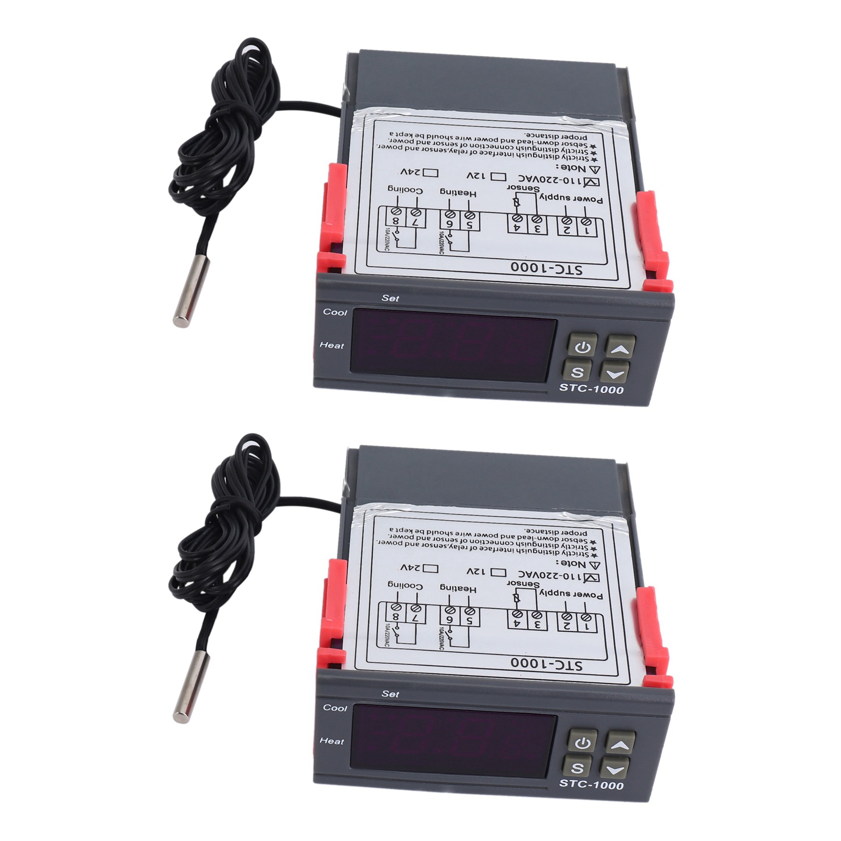 2X 220V/-/1000 Digital Temperature Controller Thermostat with
