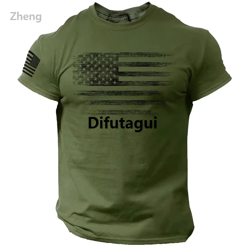 Difutagui Zheng New style Men's T Shirt Gym 3d Print USA Flag Casual O Neck Short Fashion Sleeved Tops Tees Sportswear Street Pullover Outdoor Oversized Clothing